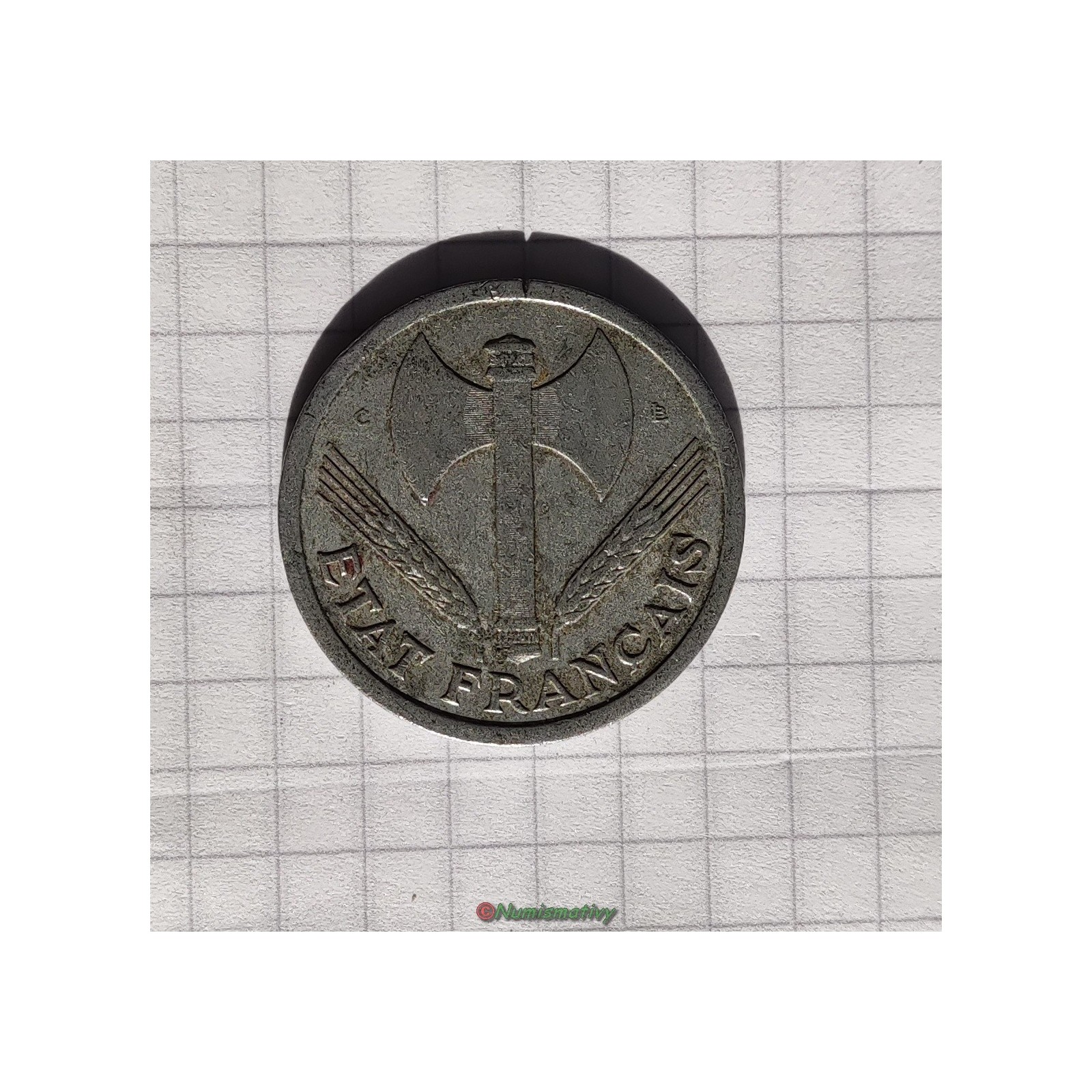 2 Francs 1944 C 1944C BAZOR Etat Français Francisque