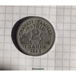 2 Francs 1944 C 1944C BAZOR Etat Français Francisque C