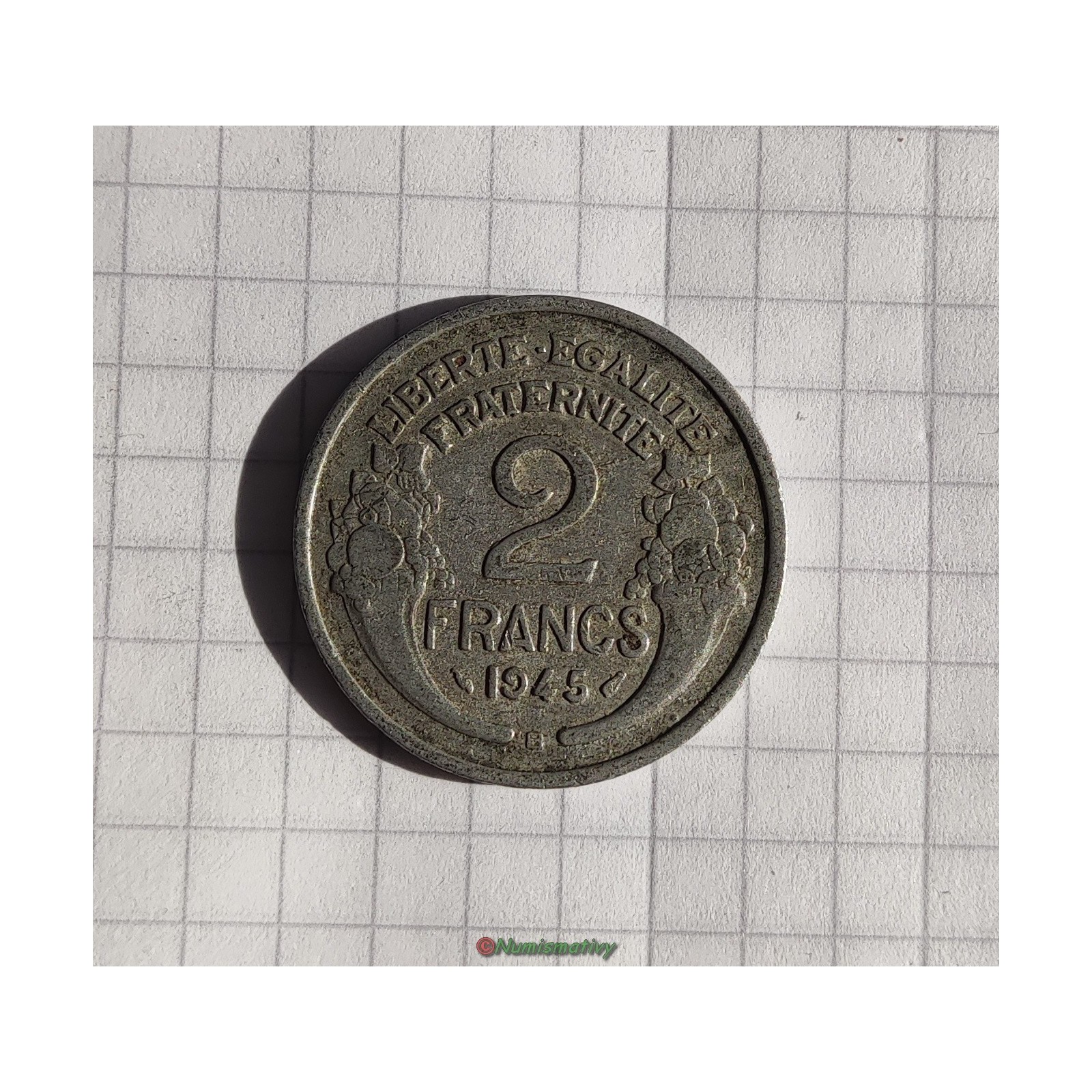 2 Francs 1945 B 1945B MORLON Alu