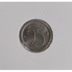 fauté : cliipée rognage, 25 centimes belge 1974 belgique erreur error