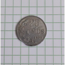 fauté : clipée rognage, 25 centimes luxembourg 1963 erreur error