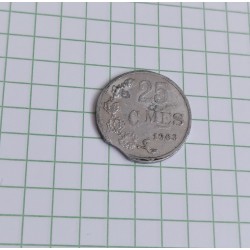 fauté : clipée rognage, 25 centimes luxembourg 1963 erreur error