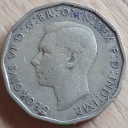 3 three Pence 1946 fauté erreur frappe avec objet interposé error georges 6