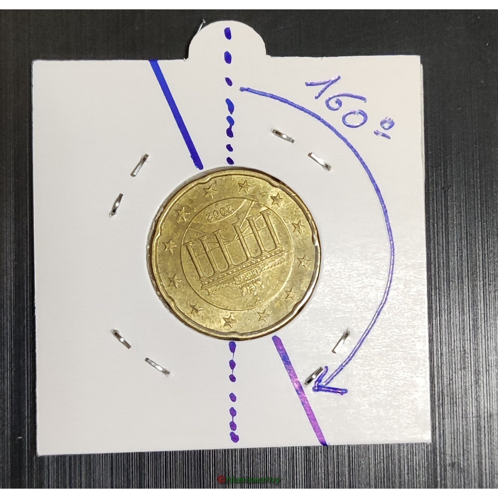 20 cent € désaxée 160° fauté Allemagne 2002J erreur error EURO presque frappe monnaie