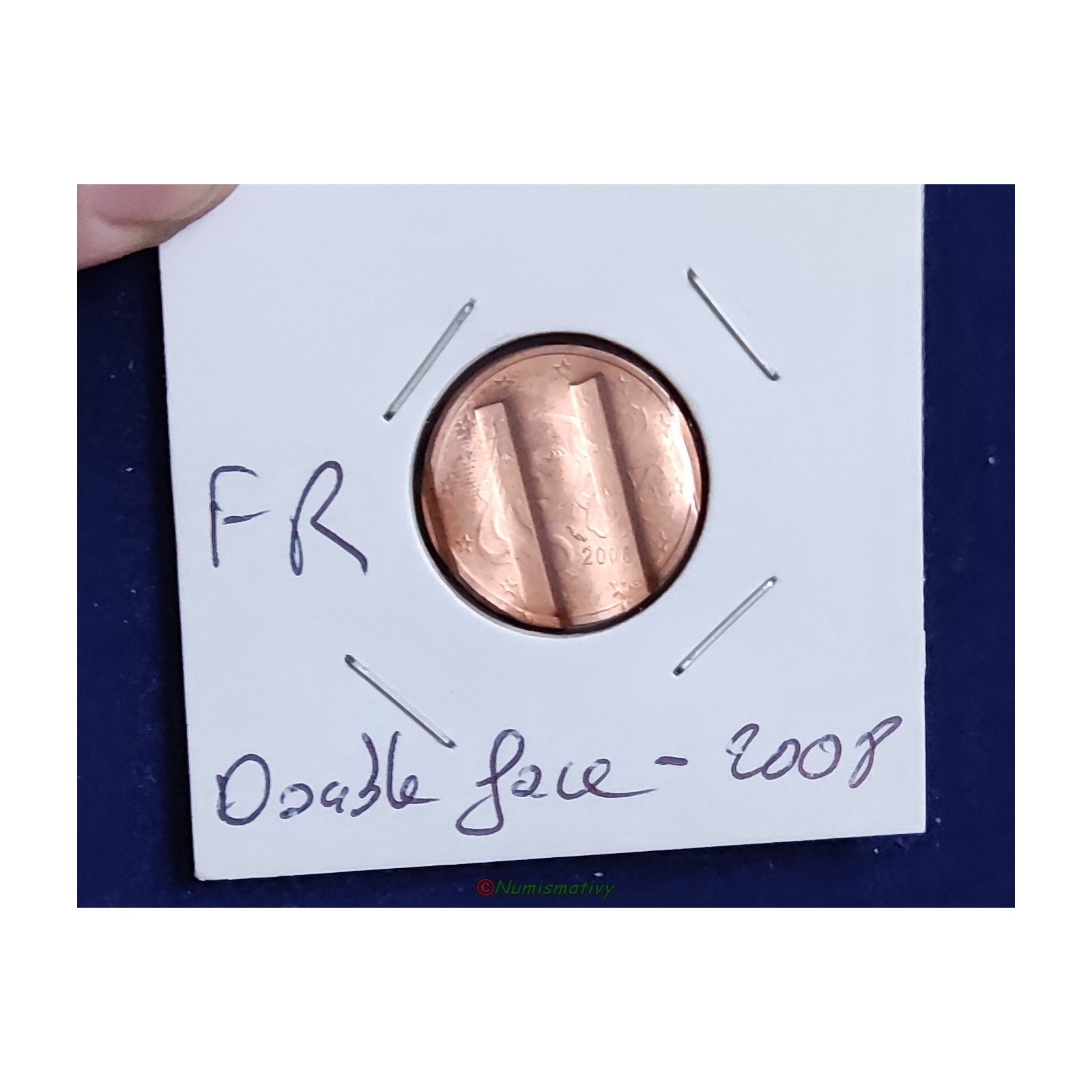 fauté : 2 cent euro FRANCE 2008 hybride double face difformé erreur €