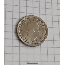 fauté 5 / 1 peseta Espagne 1975 1980 hybride error mint struck mule