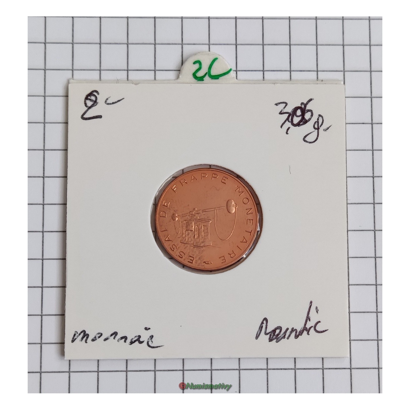 essai 2 cent EURO essai de frappe monétaire €, magnétique, frappe monnaie