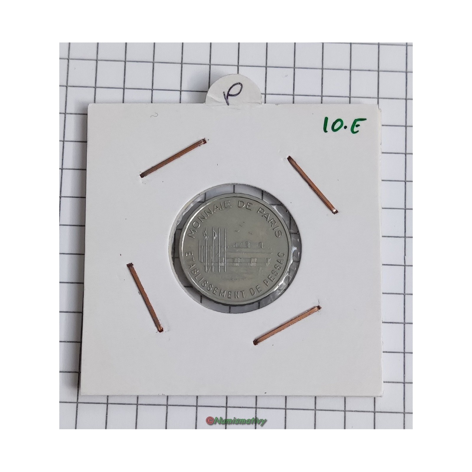 essai 10 cent EURO essai de frappe monétaire €, NON magnétique, frappe monnaie, blanche