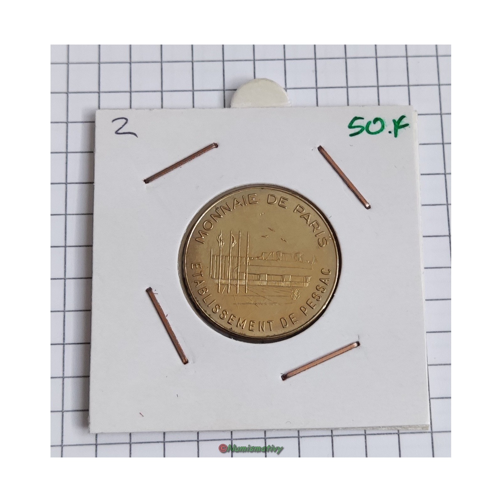 essai 50 cent EURO essai de frappe monétaire €, NON magnétique, frappe médaille, cannelures larges, listel fin