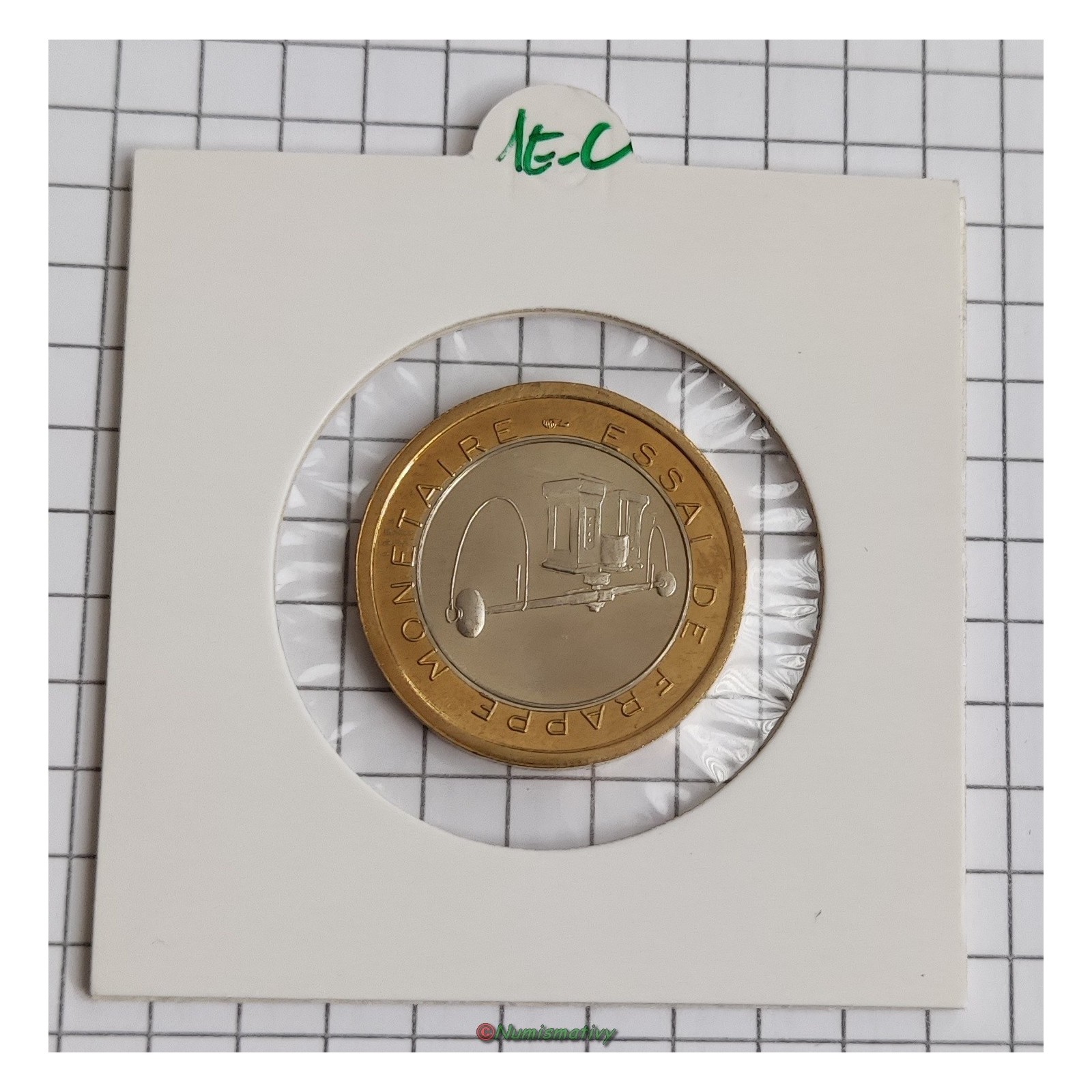 essai 1 EURO essai de frappe monétaire €, NON magnétique, frappe monnaie, cerclage