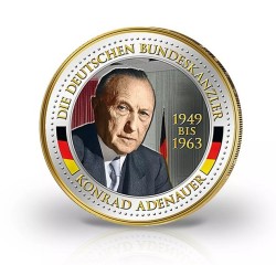 2 Euro Bundeskanzler Konrad Adenauer doré or et émaillé