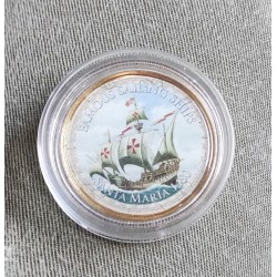 2 Euro Famous Sailing Ships santa maria 1480 bateau doré or et émaillé