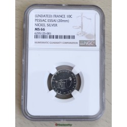 Essai 10 cent EURO essai de frappe monétaire €, NON magnétique, frappe monnaie, blanche gradé NGC Pessac