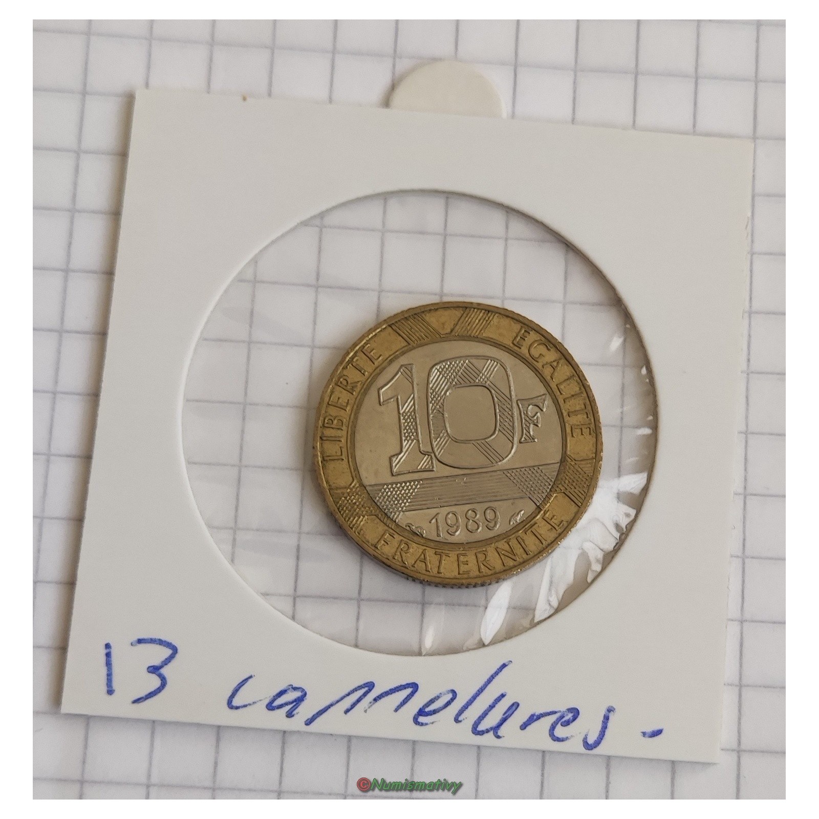 10 francs Génie de la liberté 1989 variété à 13 cannelures variante bastille